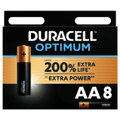 Duracell Piles Alcalines AA Optimum 8 Pièces Batterie