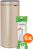 Brabantia Touch Bin 30L Metallic Gold + Trash Bags (120 units) Brabantia Touch Bin trash can