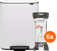 Brabantia Bo Pedal Bin 60 Liter White + Vuilniszakken (120 stuks) Witte vuilbak