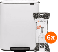 Brabantia Bo Poubelle à Pédale 60 Litres White + Sacs Poubelle (120 pièces) Poubelle à pédale Brabantia