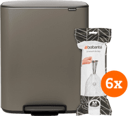 Brabantia Bo Pedal Bin 60L Platinum + Trash Bags (120 units) Brabantia trash can