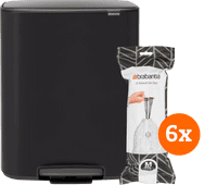 Brabantia Bo Pedal Bin 60L Matte Black + Trash Bags (120 units) Brabantia trash can