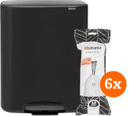 Brabantia Bo Pedal Bin 60 Liter Matt Black + Vuilniszakken (120 stuks) Pedaalemmer