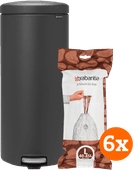 Brabantia NewIcon Pedaalemmer 30 Liter Infinite Grey + Vuilniszakken (120 stuks) Pedaalemmer