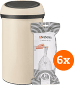 Brabantia Touch Bin 60L Soft Beige + Trash Bags (120 units) Brabantia trash can