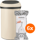 Brabantia Touch Bin 60L Soft Beige + Trash Bags (120 units) 60-liter Brabantia Touchbin trash can