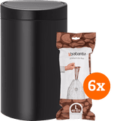 Brabantia Touch Bin 40L Matte Black + Trash Bags (120 units) Brabantia trash can