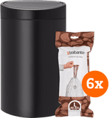 Brabantia Touch Bin 40 Liter Matt Black + Vuilniszakken (120 stuks) Brabantia touchbin 40 liter vuilbak