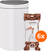 Brabantia Touch Bin 40 Litres White + Sacs Poubelle (120 pièces) Poubelle blanche