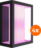 Philips Hue Impress muurlamp White and Color zwart breed 4-pack Philips Hue Impress