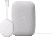 Google Chromecast 4K met Google TV + Google Nest Audio Chalk Mediaspeler