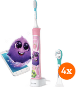 Philips Sonicare for Kids Connected HX6352/42 + Kids opzetborstels vanaf 3 jaar (4 stuks) Roze elektrische tandenborstel