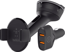 Belkin Phone Mount Car Dashboard/Windshield + BlueBuilt Car Charger Quick Charge 18W Universal phone mount