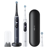 Oral-B iO Series 8 Black and White Duo Pack with Extra Brush Attachment Oral-B smart electric toothbrush with app