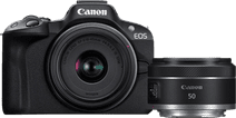 Canon EOS R50 + RF-S 18-45mm f/4.5-6.3 IS STM + RF 50mm f/1.8 STM Canon vlogcamera