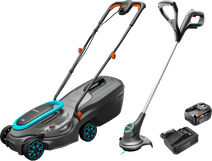 Gardena PowerMax 32/18V P4A Solo + SmallCut 23/18V P4A Solo + Bosch Kit de Démarrage 18 V 4,0 Ah Outils de jardinage 18 V POWER FOR ALL