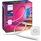 Philips Hue Gradient Lightstrip White and Color + Bridge - pour PC 32 à 34 Pouces Kit de démarrage pour ampoule connectée compatible avec l'Assistant Google