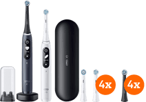 Oral-B iO 7 Zwart en Wit Duopack + opzetborstels (8 stuks) Oral B smart elektrische tandenborstel met app