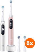 Oral-B iO 6n White and Light Pink Duo Pack + Brush Attachments (8 units) Oral-B electric toothbrush for whiter teeth