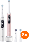 Oral-B iO 6n Wit en Lichtroze Duopack + opzetborstels (8 stuks) Oral B elektrische tandenborstel voor gevoelige tanden