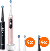 Oral-B iO 6n Zwart en Lichtroze Duopack + opzetborstels (8 stuks) Oral B elektrische duo tandenborstel