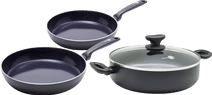 GreenPan Torino Set de Poêles à Frire Céramique 24 + 28 cm + Poêle Paysanne 28 cm Sautoir avec couvercle