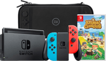 Nintendo Switch Rood/Blauw + Animal Crossing New Horizons + BlueBuilt Beschermhoes Nintendo Switch console (2019 upgrade)