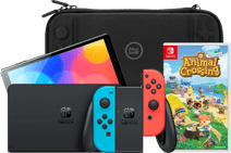 Nintendo Switch OLED Blauw/Rood + Animal Crossing New Horizons + BlueBuilt Beschermhoes Nintendo Switch