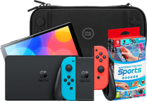 Nintendo Switch OLED Blue/Red + Nintendo Switch Sports + BlueBuilt Travel Case Nintendo Switch OLED