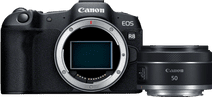 Canon EOS R8 + RF 50mm f/1.8 STM Camera with a tiltable screen