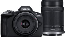 Canon EOS R50 + RF-S 18-45mm + RF-S 55-210mm Camera with a tiltable screen