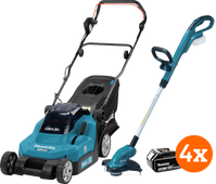 Makita DLM382CM2 + Makita DUR181Z incl. 5,0 Ah accu (2x) + 4,0 Ah accu (2x) Grasmaaier met ecocheques