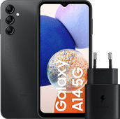 Samsung Galaxy A14 128GB Zwart 5G + Samsung Snellader Zwart Samsung A14