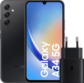 Samsung Galaxy A34 128 Go Noir 5G + Samsung Chargeur Rapide Noir Samsung A34