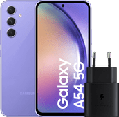 Samsung Galaxy A54 128GB Paars 5G + Samsung Snellader Zwart Samsung Galaxy A54