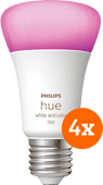 Philips Hue White and Color E27 1100 lm Lot de 4 Douille E27 Philips HUE