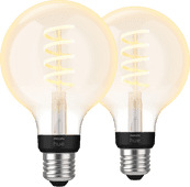 Philips Hue Filamentlamp White Ambiance Globe E27 2-pack Smart lamp met E27 fitting