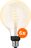 Philips Hue Filament White Ambiance Globe XL 6-pack Smart lamp met E27 fitting