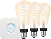 Philips Hue Filament White Ambiance Edison XL Lot de 3 + Bridge Kit de démarrage pour ampoules connectées