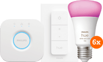 Philips Hue White and Color Kit de Démarrage E27 avec 6 Ampoules, Variateur + Bridge Kit de démarrage pour ampoules connectées