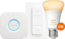 Philips Hue White Ambiance Kit de Démarrage E27 avec 4 Ampoules, Variateur + Bridge Kit de démarrage pour ampoule connectée compatible avec l'Assistant Google