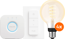 Philips Hue Filament White Ambiance Globe Lot de 4 Kit de Démarrage Kit de démarrage pour ampoules connectées