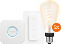 Philips Hue Filament White Ambiance Edison XL Lot de 5 Kit de Démarrage Kit de démarrage pour ampoule connectée compatible avec l'Assistant Google