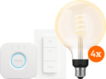 Philips Hue Filament White Ambiance Globe XL Lot de 4 Kit de Démarrage Kit de démarrage pour ampoules connectées