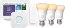 Philips Hue White Ambiance Kit de Démarrage E27 Lot de 3 + Variateur + Bridge + Google Nest Hub 2 Kit de démarrage pour ampoules connectées