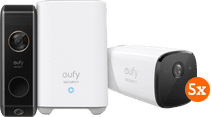 Eufycam 2 Pro 5-pack + Eufy Video Doorbell Dual 2 Pro IP-camera zonder abonnement