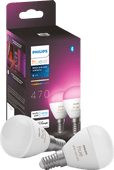 Philips Hue Luster Spherical Light White and Color E14 2-pack 