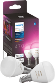 Philips Hue Luster kogellamp White and Color E14 2-pack Philips Hue E14 White & Color