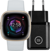 Fitbit Sense 2 Or/Bleu + BlueBuilt Chargeur Montre connectée pour femmes