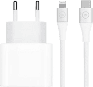 Apple Power Delivery Oplader 20W + BlueBuilt Lightning Kabel 3m Nylon Wit Apple iPhone 13, 12, 11, X, SE (2020) en 8 oplader